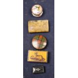 A Staffordshire enamel box and four other boxes