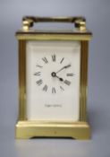 A lacquered brass carriage timepiece, retailed by Mappin & Webb