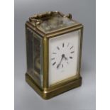 O. Berger, Paris. A carriage clock, with white enamel dial, Japy Freres movement striking on a bell,