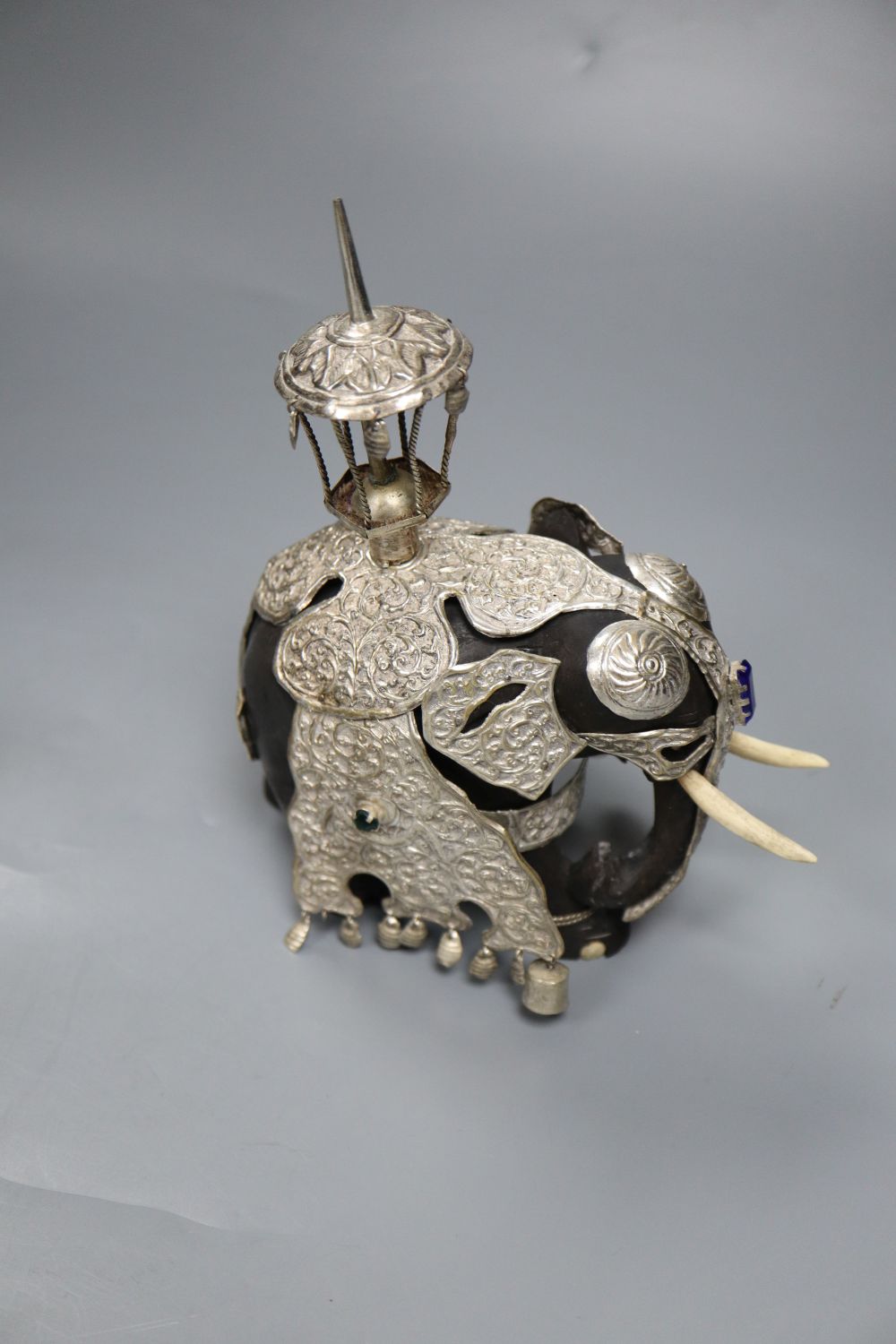A South Staffordshire enamel box, a silver-mounted ebony elephant and a gilt box - Image 4 of 5