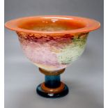 A large glass Kosta coloured art glass pedestal bowl, indistinctly inscribed and numbered beneath,