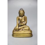 A late 19th century Burmese bronze figure of Buddha, height 15cm