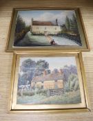 J. Farris (19th C.), watercolour, Diata Vicarage, Bucks, inscribed verso, 22 x 30.5cm and a small