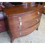 A Regency mahogany bow front chest of drawers, width 99cm, depth 50cm, height 91cm