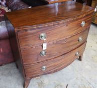 A Regency mahogany bow front chest of drawers, width 99cm, depth 50cm, height 91cm