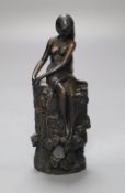 Giovanni Schoeman. A resin model of a seated nude female, dated '76, height 14cm