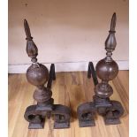 A pair of 17th century style iron andirons, height 64cm