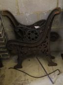 A pair of Victorian Coalbrookdale style cast iron bench ends