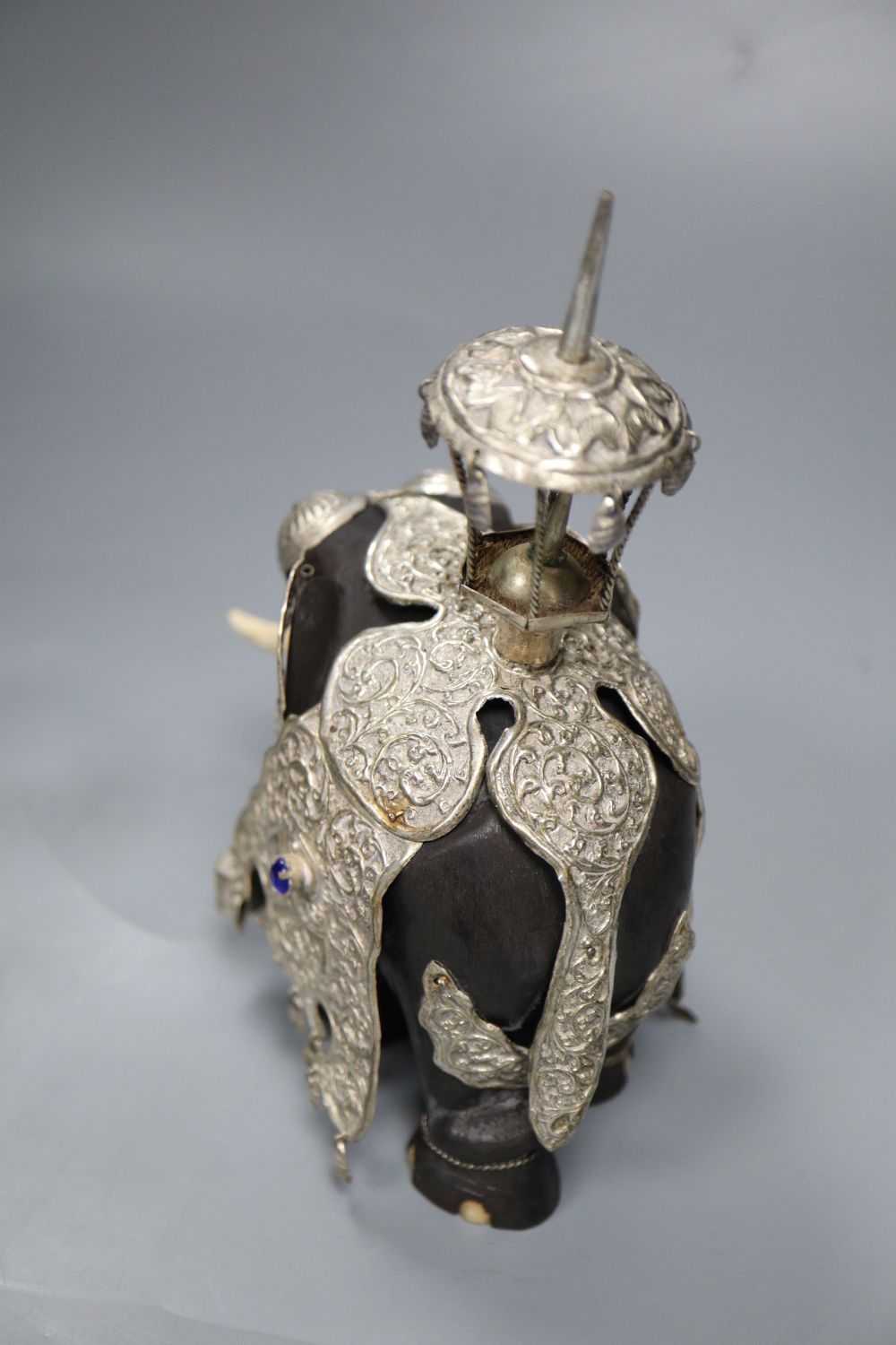 A South Staffordshire enamel box, a silver-mounted ebony elephant and a gilt box - Image 5 of 5
