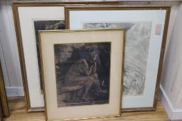 William De Belleroche, three lithographs, La Mantille, signed in pencil, 57 x 44cm, Reverie, 57 x