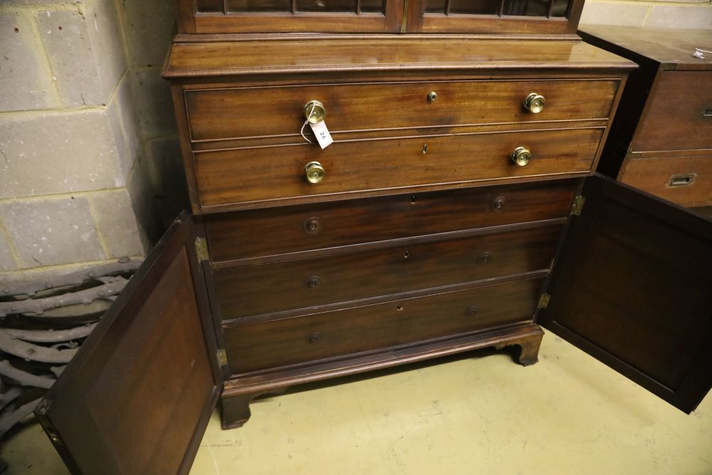 A George III mahogany secretaire bookcase, having astragal-glazed upper section, width 110cm, - Image 3 of 3