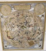 A. Van Luchtenburgh, coloured engraving, Celestial map after Danckerts, 59 x 52cm