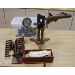 A mid-19th century Smith & Beck binocular microscope, 16 Coleman St, London, with accessories,