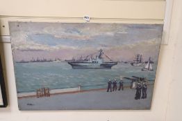 Lord Methuen, oil on canvas, Spithead Review 15th June 1953, The Surprise with HM The Queen on