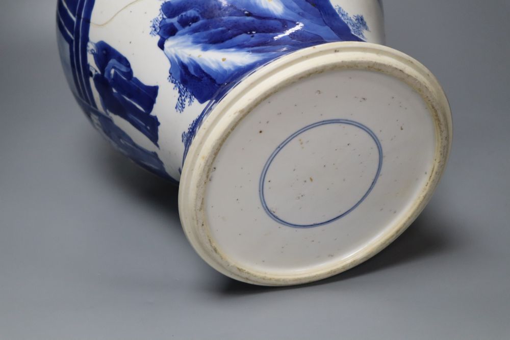 A Chinese Kangxi period blue and white baluster vase, repaired, 35cm - Image 6 of 6