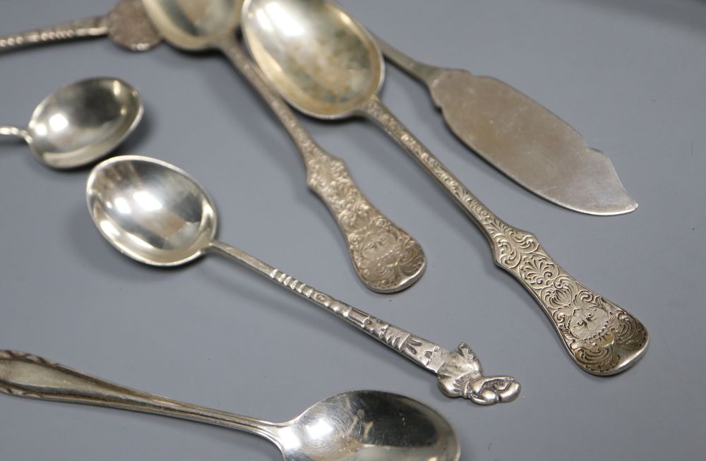 A group of assorted mainly 19th century silver flatware, including a set of six teaspoons by - Image 2 of 7