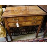 A George III mahogany low boy, housing one short and two long cockbeaded drawers, width 76cm,