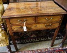 A George III mahogany low boy, housing one short and two long cockbeaded drawers, width 76cm,