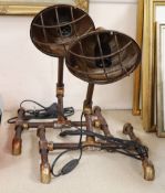 A pair of industrial lamps, non-adjustable, height 40cm