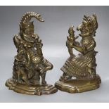 A pair of Victorian cast brass Punch and Judy door-stops, Punch 30cm