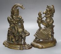 A pair of Victorian cast brass Punch and Judy door-stops, Punch 30cm