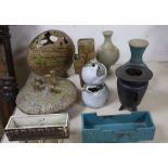 Nine various Ikebana Japanese Brutalist pottery vases