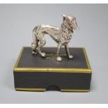 A modern silver model of a dog (filled), height 62mm.