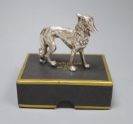 A modern silver model of a dog (filled), height 62mm.