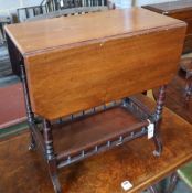 A Victorian Aesthetic period mahogany occasional table, with canted flaps and galleried