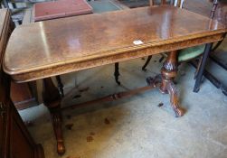 A Victorian burr walnut library table, 121 x 60cmCONDITION: In good condition with good colour, some