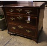 A George III style mahogany small chest, incorporating old timbers, width 60cm depth 47cm height
