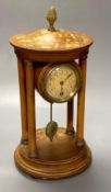 An early 20th century mahogany portico timepiece, height 32cmCONDITION: Top and rear of base in need