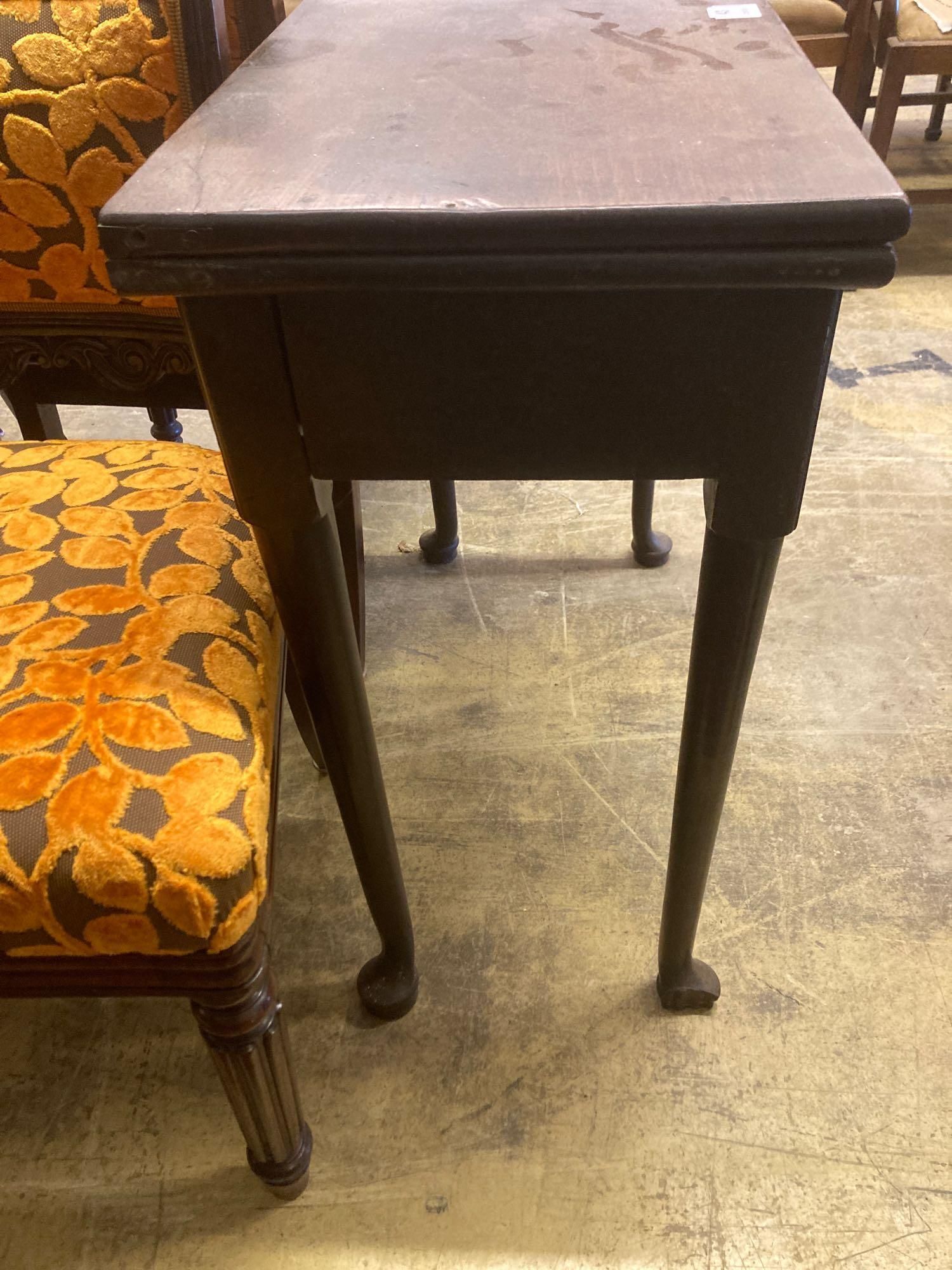 A mid 18th century mahogany folding top tea table, with frieze drawer, width 76cmCONDITION: Good - Image 3 of 4