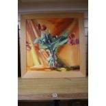 Tom Wise, oil on canvas, Still life of flowers in a glass vase, signed and dated '98, 60 x
