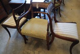 A Regency mahogany carver and a pair of dining chairs (3)CONDITION: Carver a little faded with old