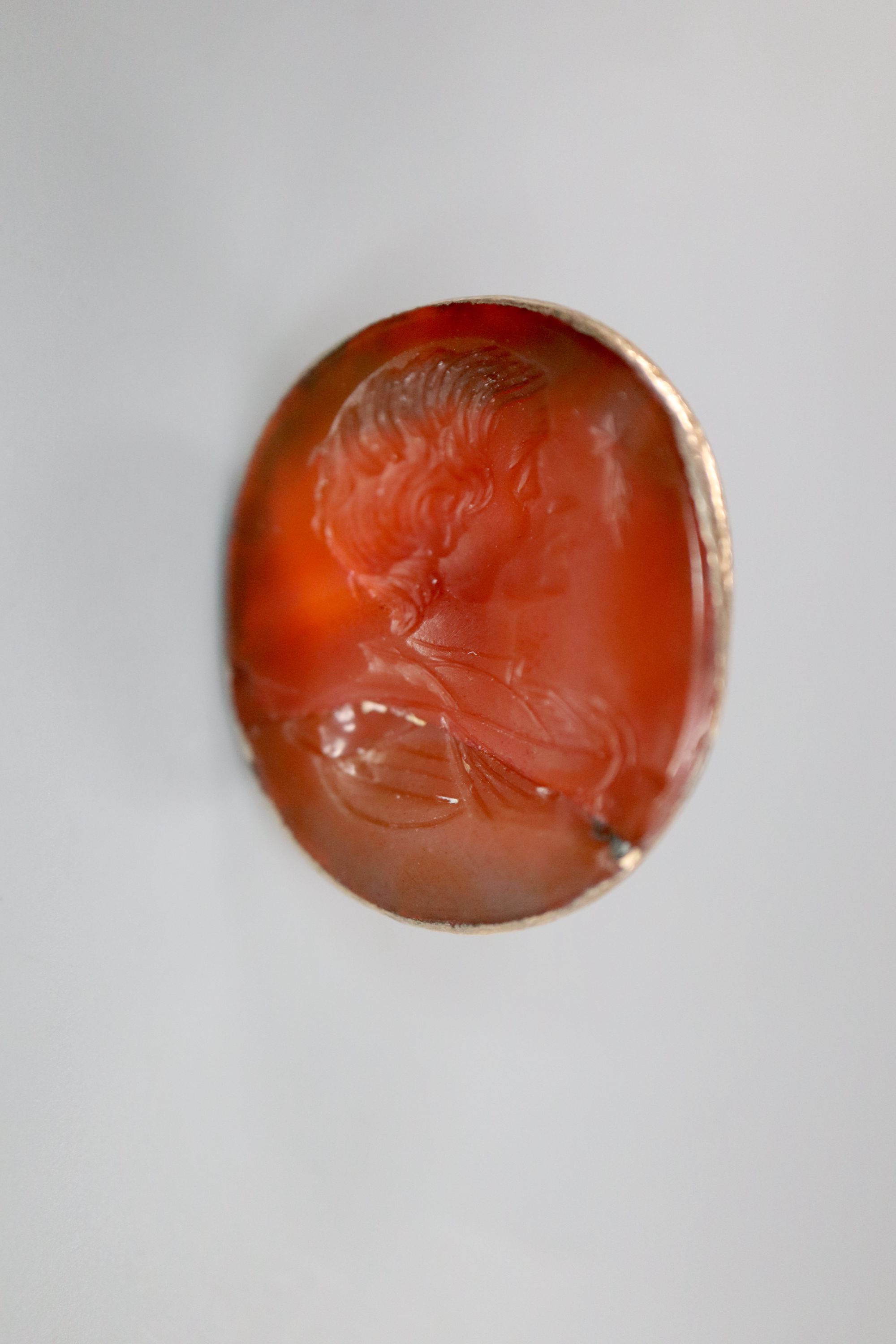 A 19th century yellow metal and carnelian set intaglio fob seal(a.f.) and an Edwardian silver double - Image 2 of 3