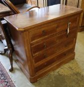 A 19th century Continental mahogany-veneered four-drawer chest, on plinth base, width 90cm depth