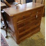 A 19th century Continental mahogany-veneered four-drawer chest, on plinth base, width 90cm depth