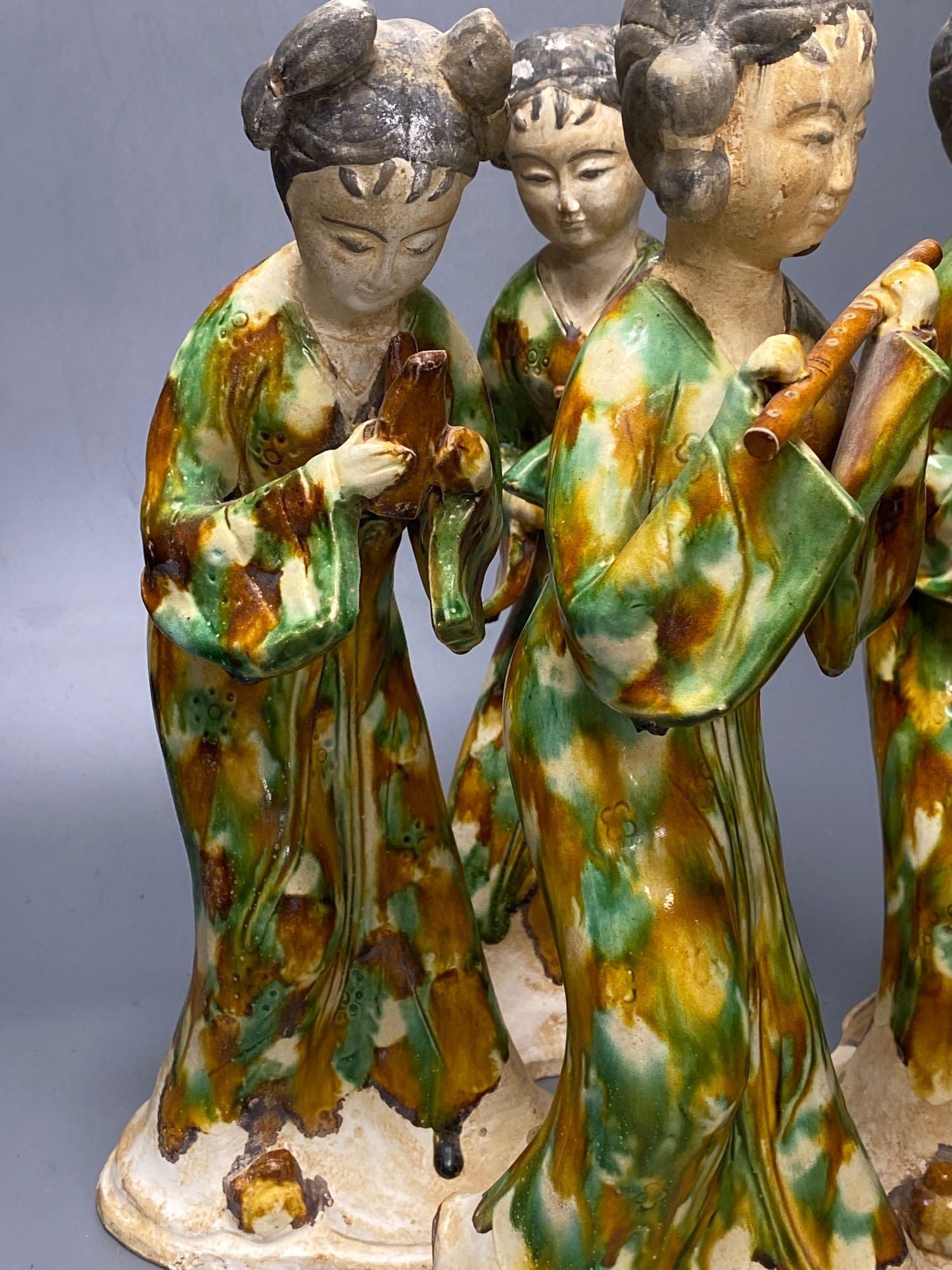 A set of six Chinese Tang style sancai pottery figures of female musicians, 32cmCONDITION: Good - Image 4 of 4