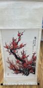 A Chinese watercolour painting on silk of prunus blossomCONDITION: Good condition