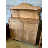 A Victorian and later pine chiffonier, width 115cmCONDITION: Raised back may well have been re-