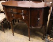 A reproduction George III style mahogany sideboard, width 122cm depth 34cm height 91cmCONDITION: A