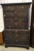 A George III mahogany chest on chest, width 112cmCONDITION: Of good rich dark original tone although