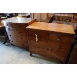 A Regency mahogany chest of four drawers, width 93cmCONDITION: The top faded to a ginger tone