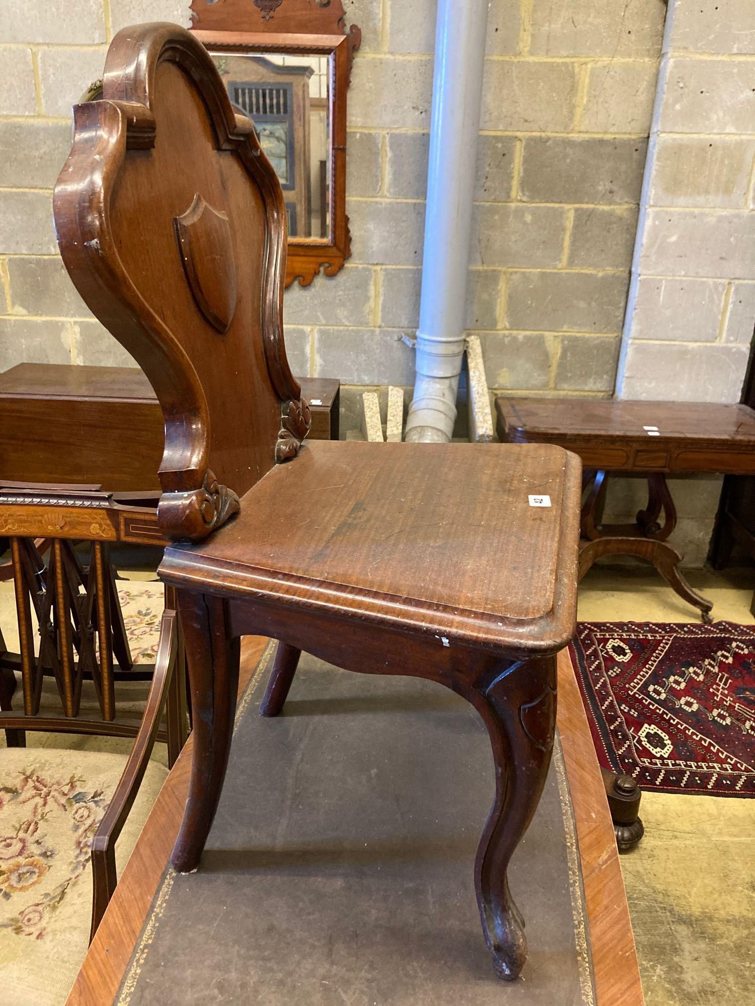 A Louis XVI style kingwood writing table, with central drawer, width 114cm and a Victorian - Image 3 of 4