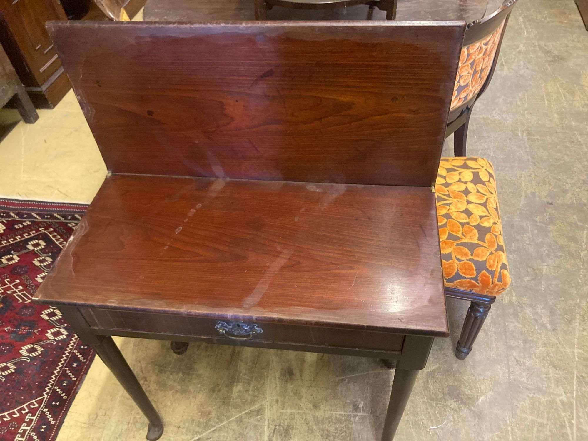 A mid 18th century mahogany folding top tea table, with frieze drawer, width 76cmCONDITION: Good - Image 4 of 4