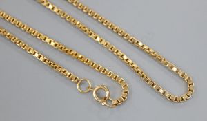 A yellow metal belcher link chain, 76cm, 19 grams.CONDITION: Overall condition is good.