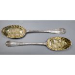 A pair of early George III Scottish silver Hanovarian pattern berry spoons, John Clark, Edinburgh,