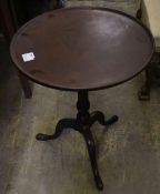 An early 19th century mahogany tripod table, with dished top, width 50cmCONDITION: Rather dirty