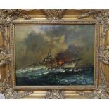 Kenneth Newton (1933-84), oil on canvas, German battleship Bismarck (1981), 34 x 44cmCONDITION: A